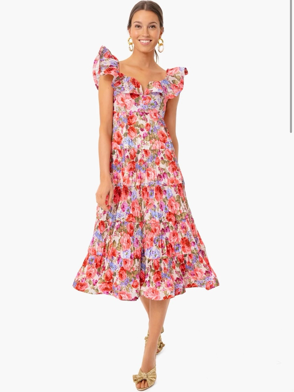Beulah Pink Multi Floral Ruffle Midi Dress - Tuckernuck